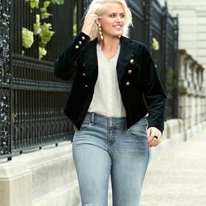 Torrid Black Velvet Cropped Military Blazer Torrid Size 00